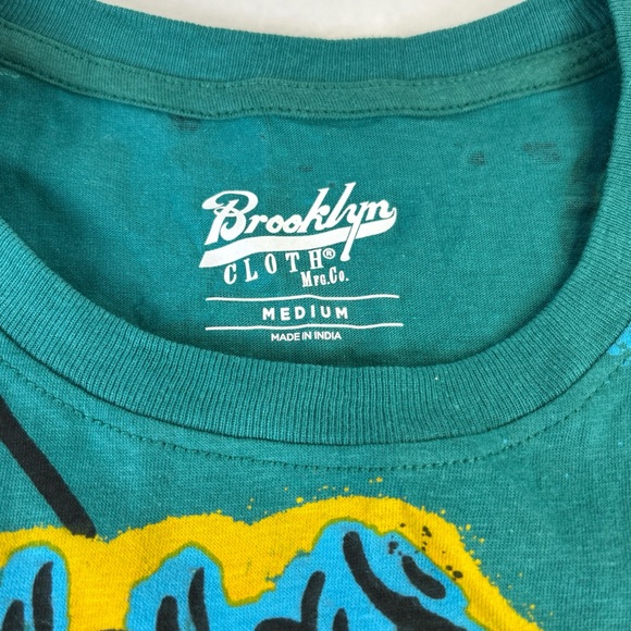 Brooklyn Cloth Graphic Tee - Teal and Yellow mens medium brand new with tags - Picture 2 of 7